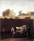 Italian Landscape with Herdsman and a Piebald Horse by Karel Dujardin